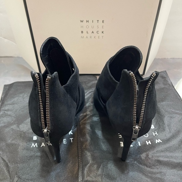 WHBM Womens 10M Black Suede Kitten Leather Heels Goth Grunge Zip Dust Box New - Picture 5 of 12